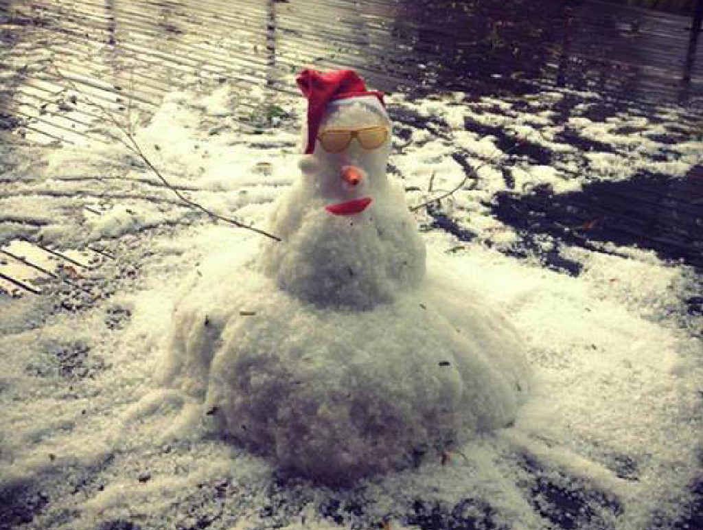 Anyone dreaming of a white Christmas could have been forgiven for thinking it had come early on Sunday when enough hail fell at Abbie Fearnley’s home at Glastonbury to build a snowman. Anyone dreaming of a white Christmas could have been forgiven for thinking it had come early on Sunday when enough hail fell at Abbie Fearnley’s home at Glastonbury to build a snowman.